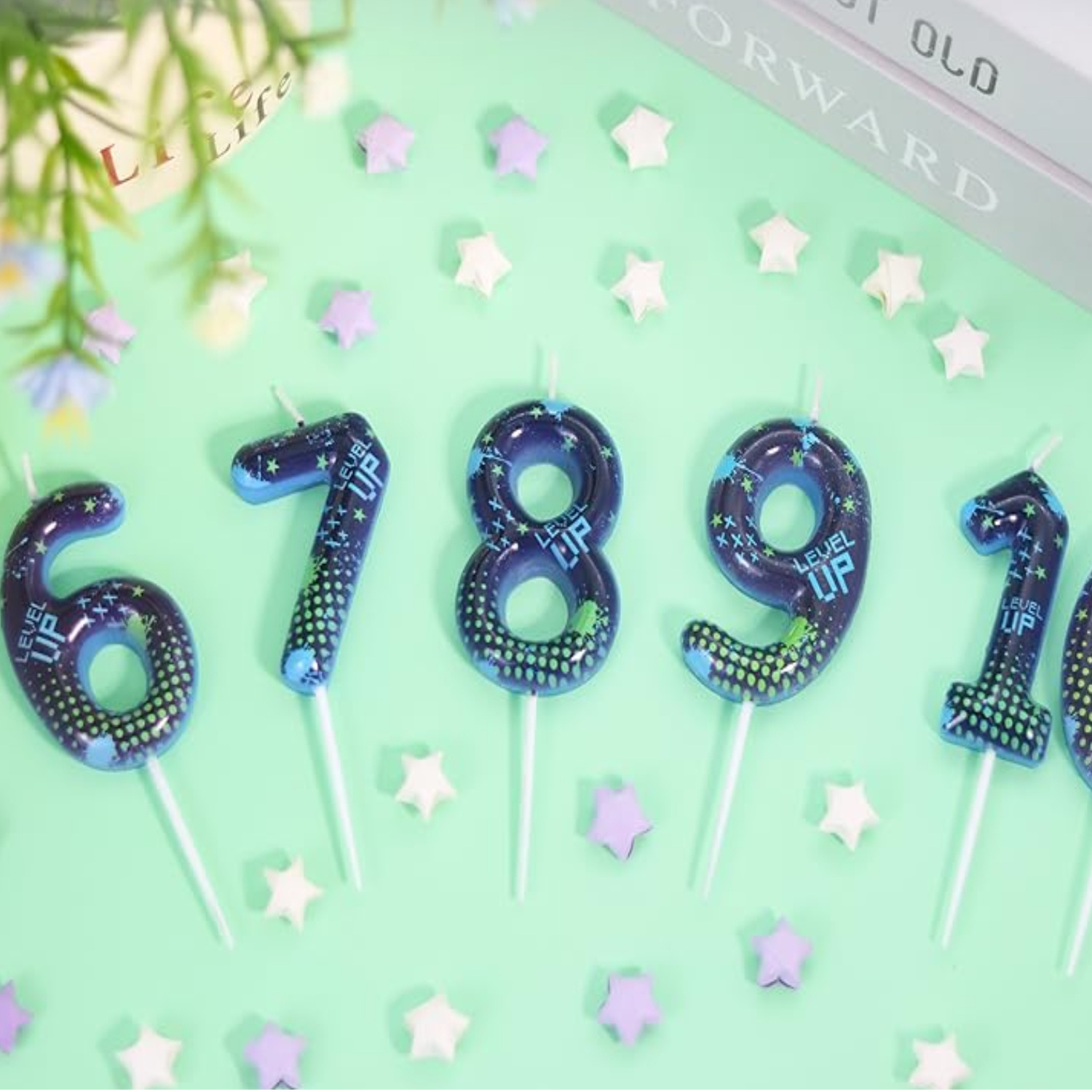 Holiday Candle Set - Bougies d'anniversaire bleues Game Boy 0-9,