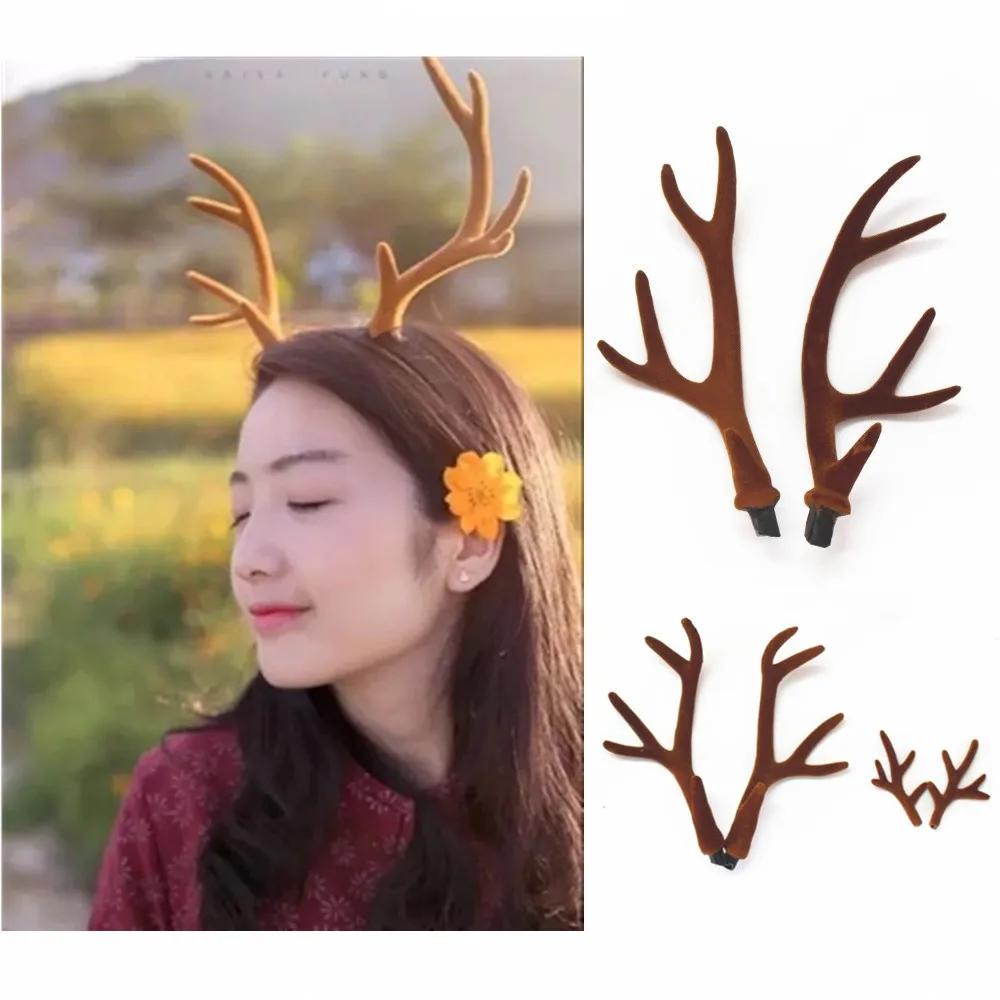 Reindeer Antlers Headband - Antlers de cerf artisanaux marron, simulation