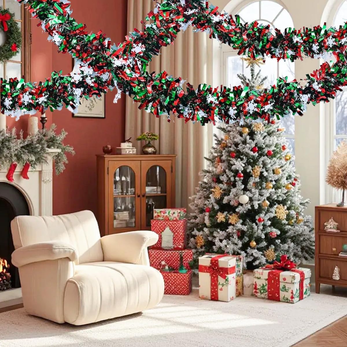 Guirlande de paillettes de Noë - Tinsel Garland Decoration avis et prix