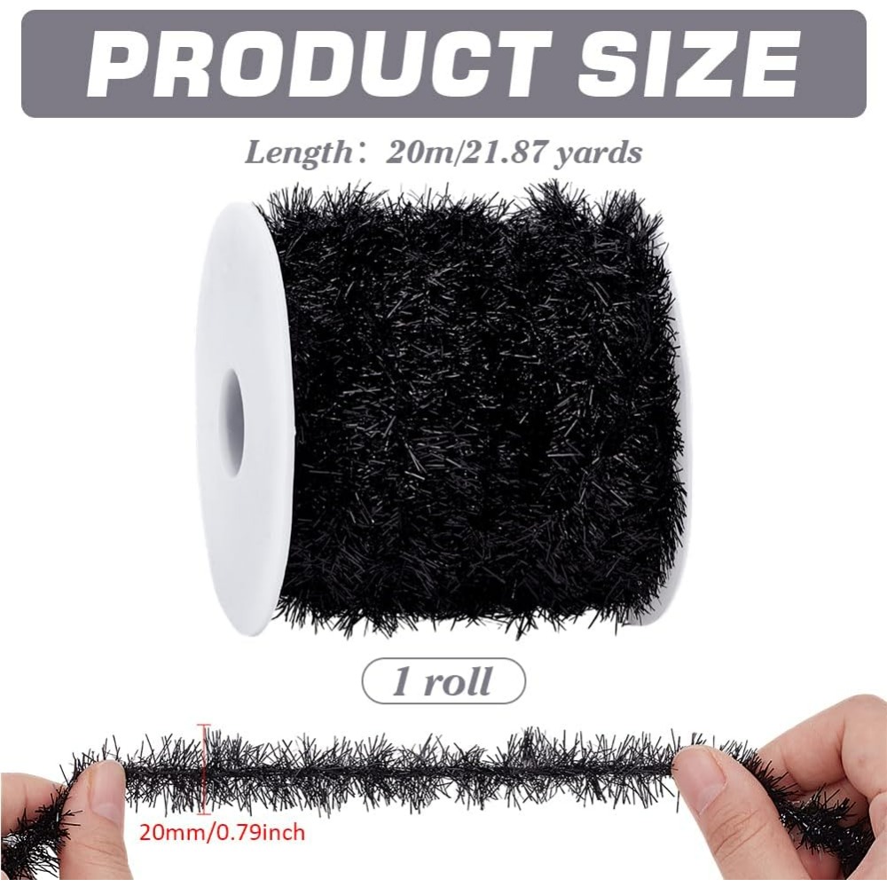 Guirlande noire fine de 21.8 Y - Tinsel Garland Decoration avis et prix