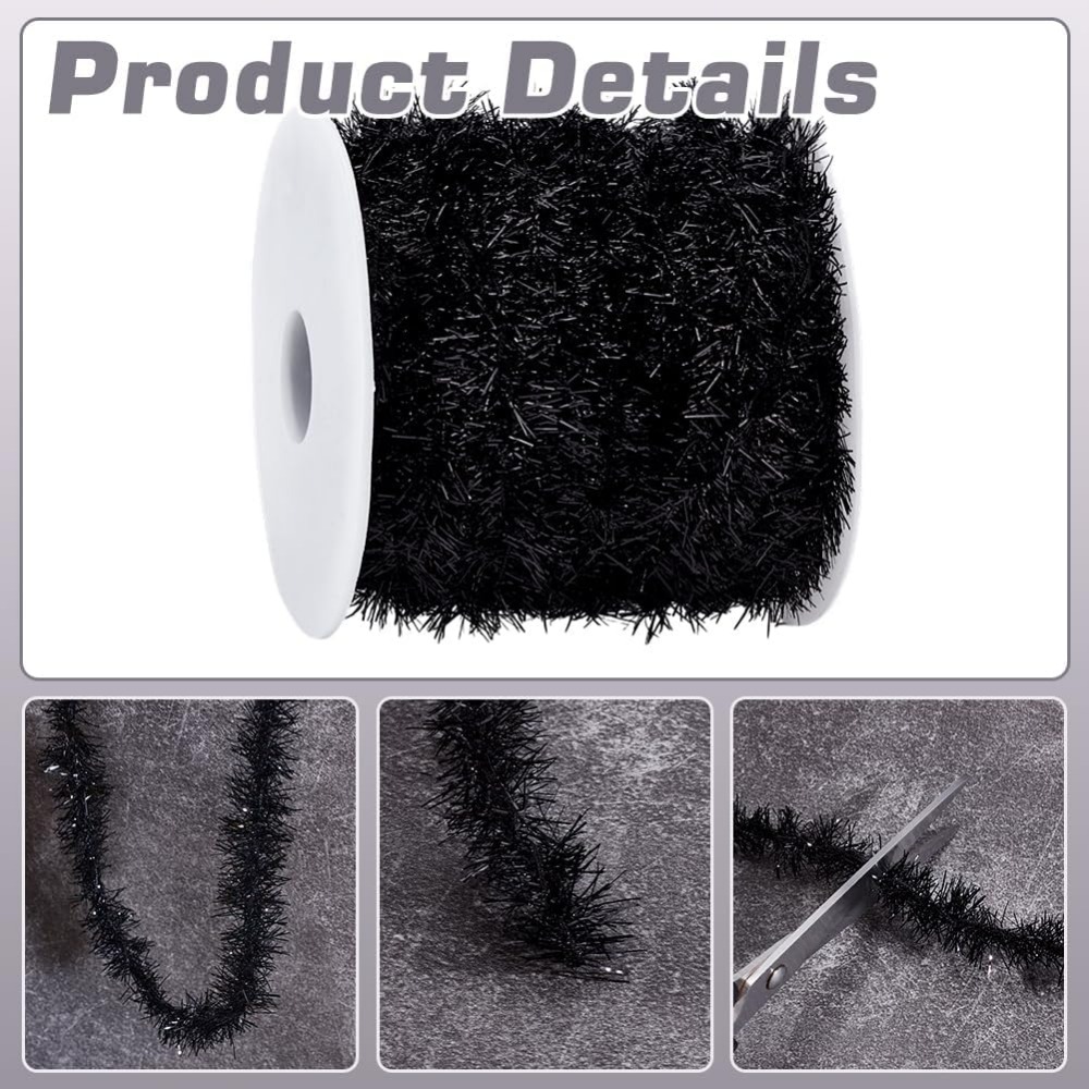 Guirlande noire fine de 21.8 Y - Tinsel Garland Decoration avis et prix
